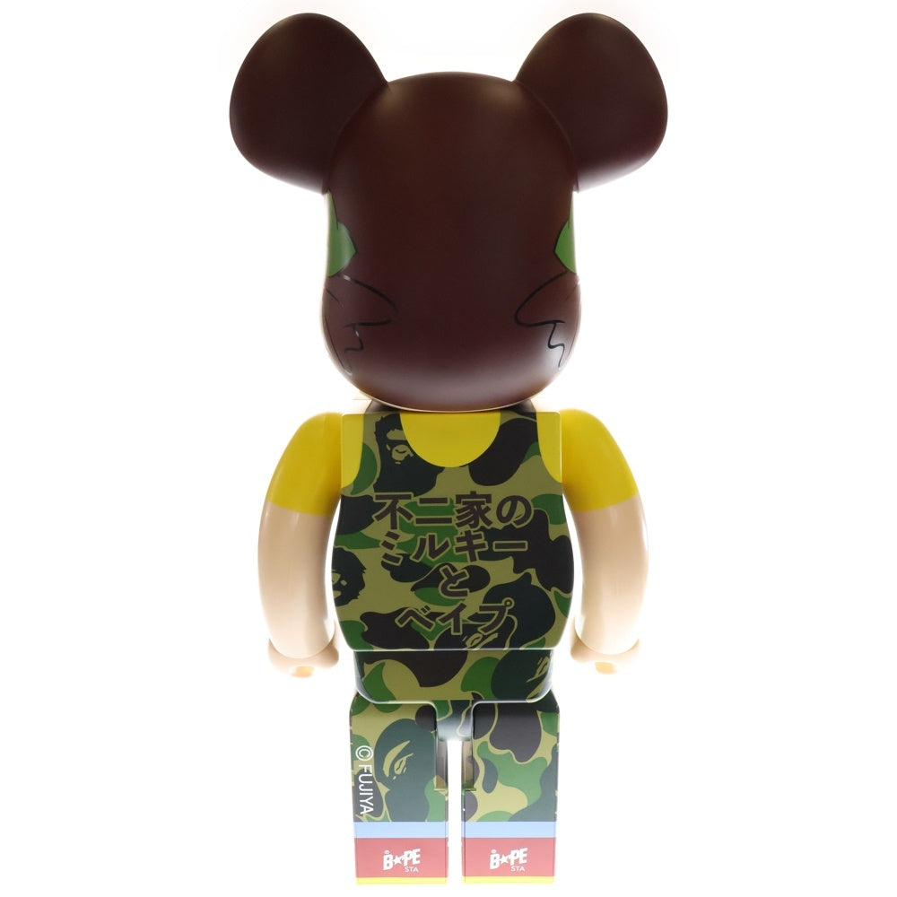 MEDICOM TOY(メディコムトイ) ×BAPE ×FUJIYA BE@BRICK べイプ 不二家 ペコちゃん カモ柄 ベアブリック 人形 グリーン 1000%