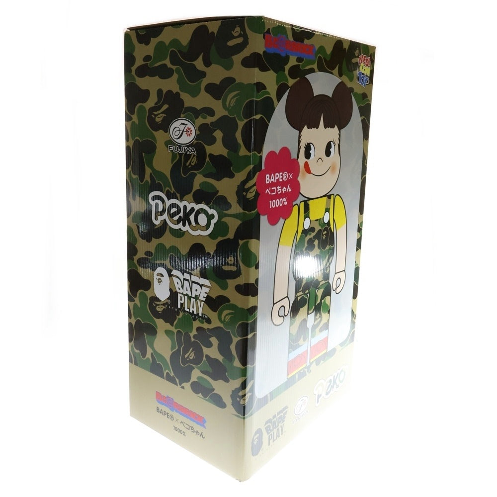 MEDICOM TOY(メディコムトイ) ×BAPE ×FUJIYA BE@BRICK べイプ 不二家 ペコちゃん カモ柄 ベアブリック 人形 グリーン 1000%
