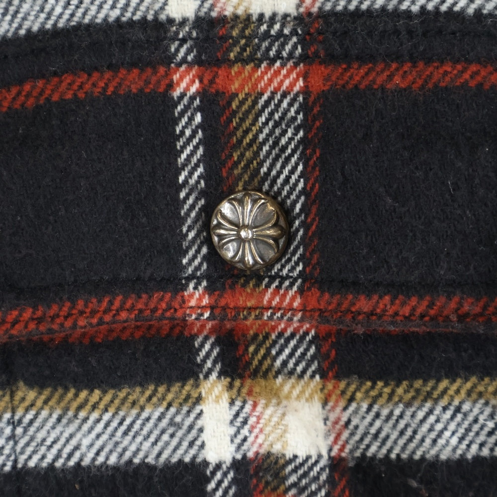 CHROME HEARTS(クロムハーツ) Y NOT WORK DOG Flannel Check Shirt ワイノット ワークドッグ クロスボールボタンダウン フランネル チェック 長袖シャツ レッド/ブラック/シルバー