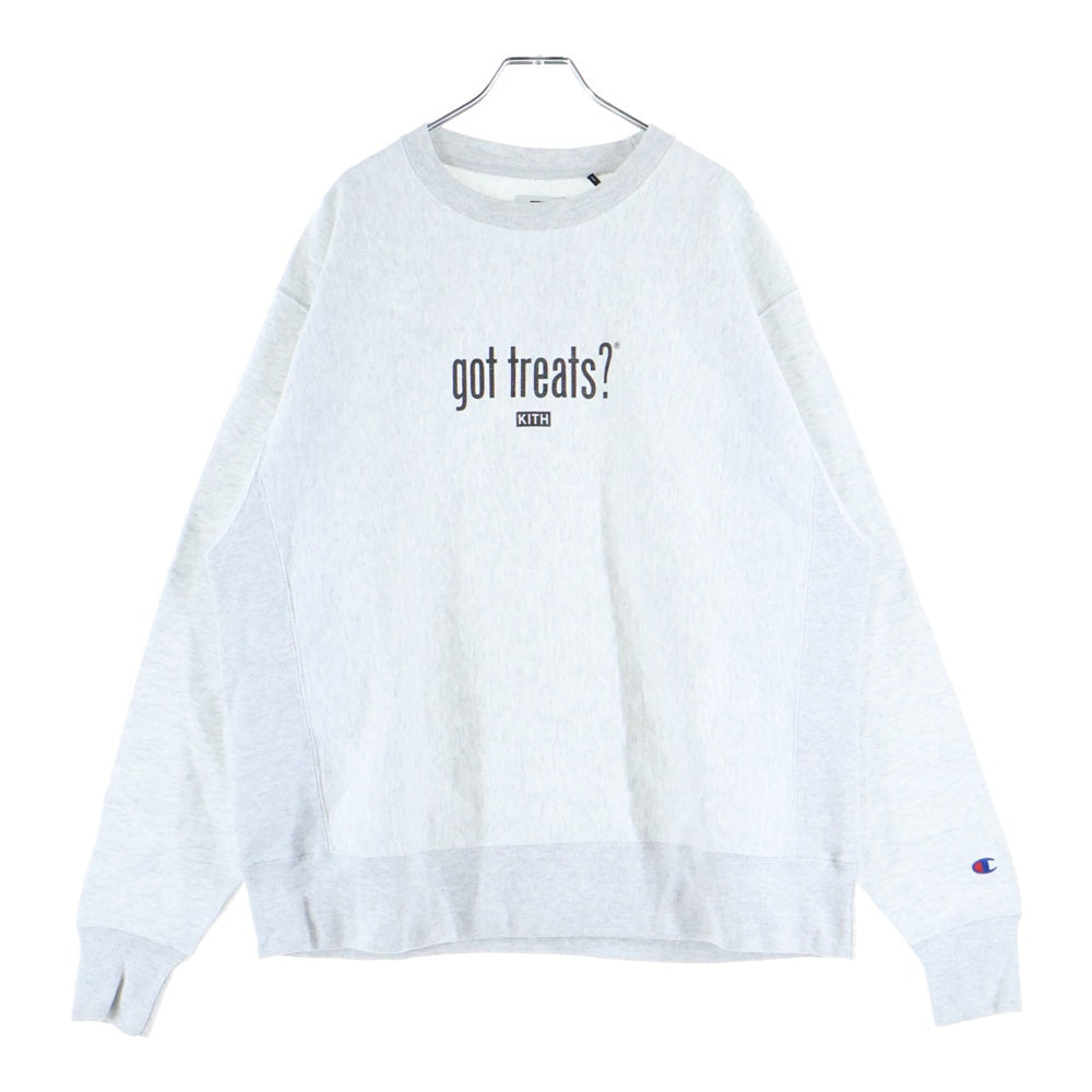 KITH(キス) ×Champion Got Treats チャンピオン フロントプリント クルーネック スウェットトレーナー グレー KH2305