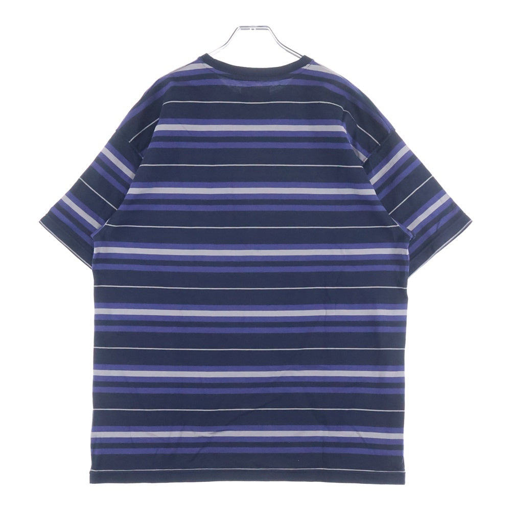 WTAPS(ダブルタップス) 23SS BDY 02 SS COTTON TEXTILE SIGN ロゴ刺繍 ボーダー クルーネック 半袖Tシャツ カットソー ネイビー/パープル 231ATDT-CSM30