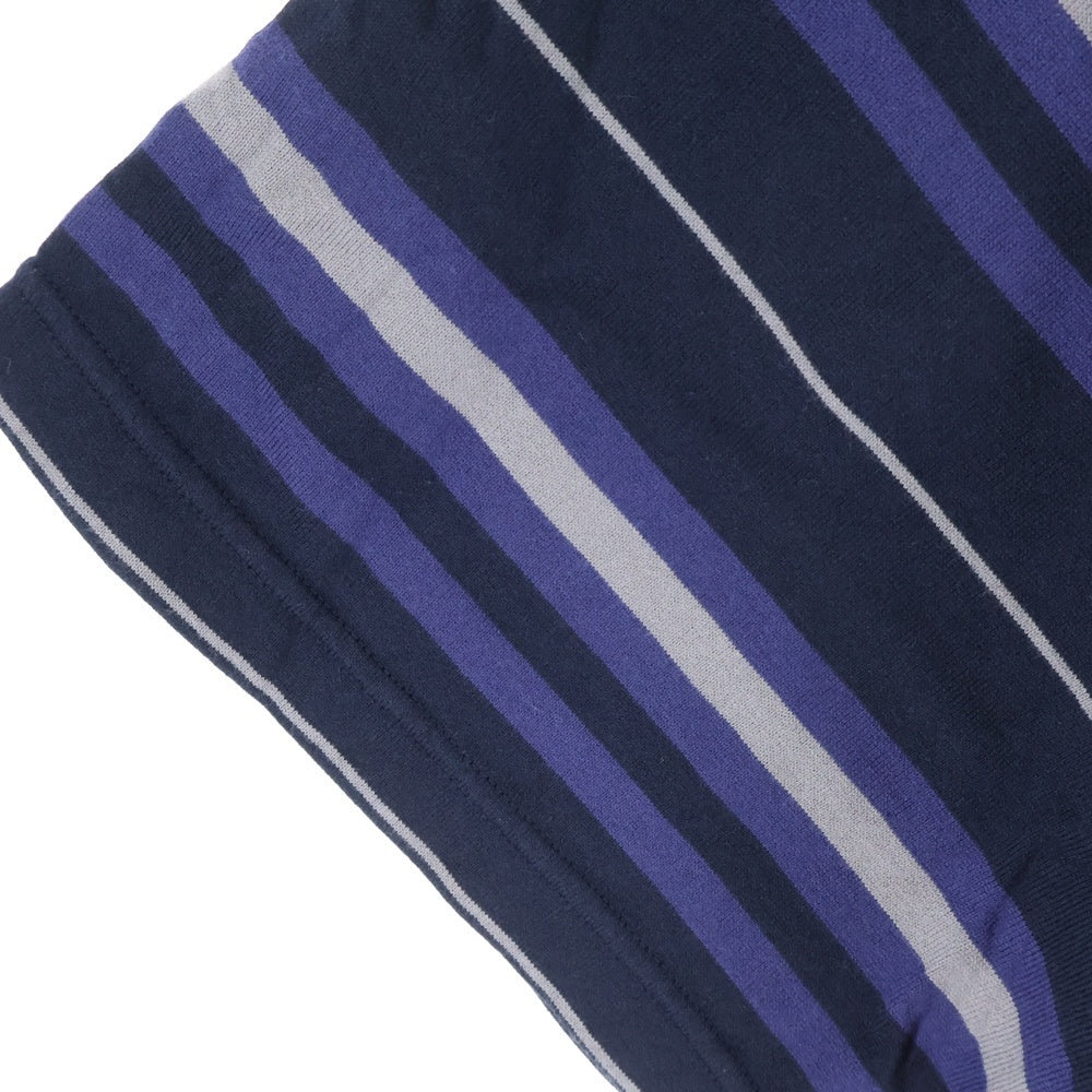 WTAPS(ダブルタップス) 23SS BDY 02 SS COTTON TEXTILE SIGN ロゴ刺繍 ボーダー クルーネック 半袖Tシャツ カットソー ネイビー/パープル 231ATDT-CSM30