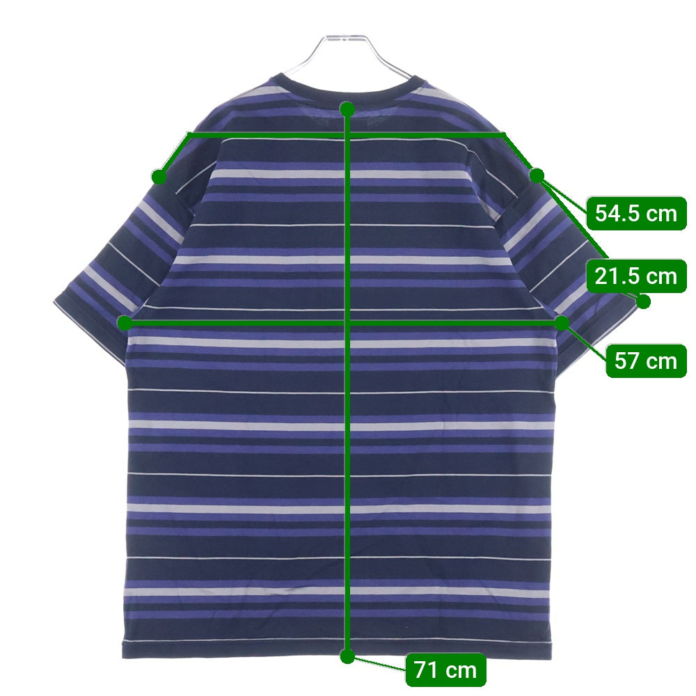 WTAPS(ダブルタップス) 23SS BDY 02 SS COTTON TEXTILE SIGN ロゴ刺繍 ボーダー クルーネック 半袖Tシャツ カットソー ネイビー/パープル 231ATDT-CSM30