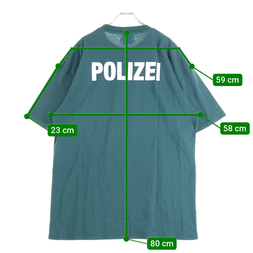 VETEMENTS(ヴェトモン) 20AW POLIZEI フロントプリント クルーネック 半袖Tシャツ カットソー グリーン UAH21TR511