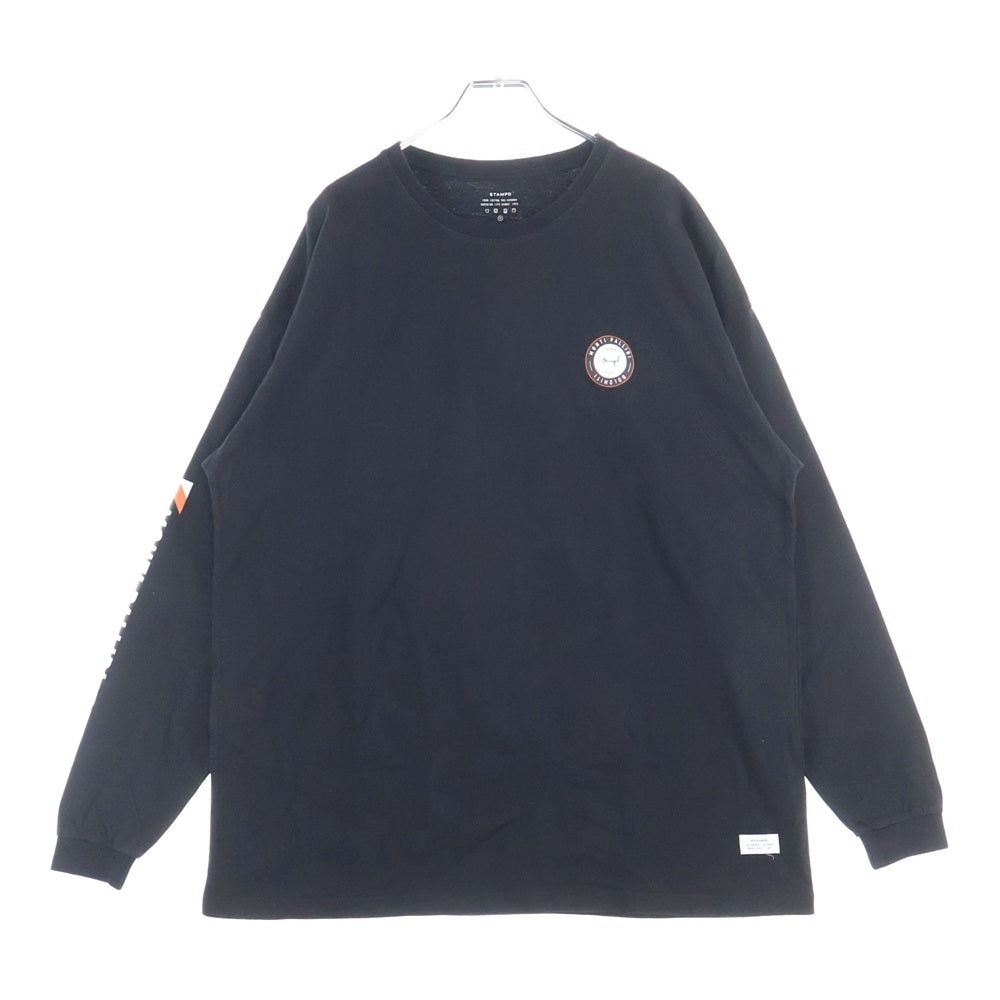 STAMPD(スタンプド) サークルロゴプリント クルーネック 長袖Tシャツ カットソー ブラック