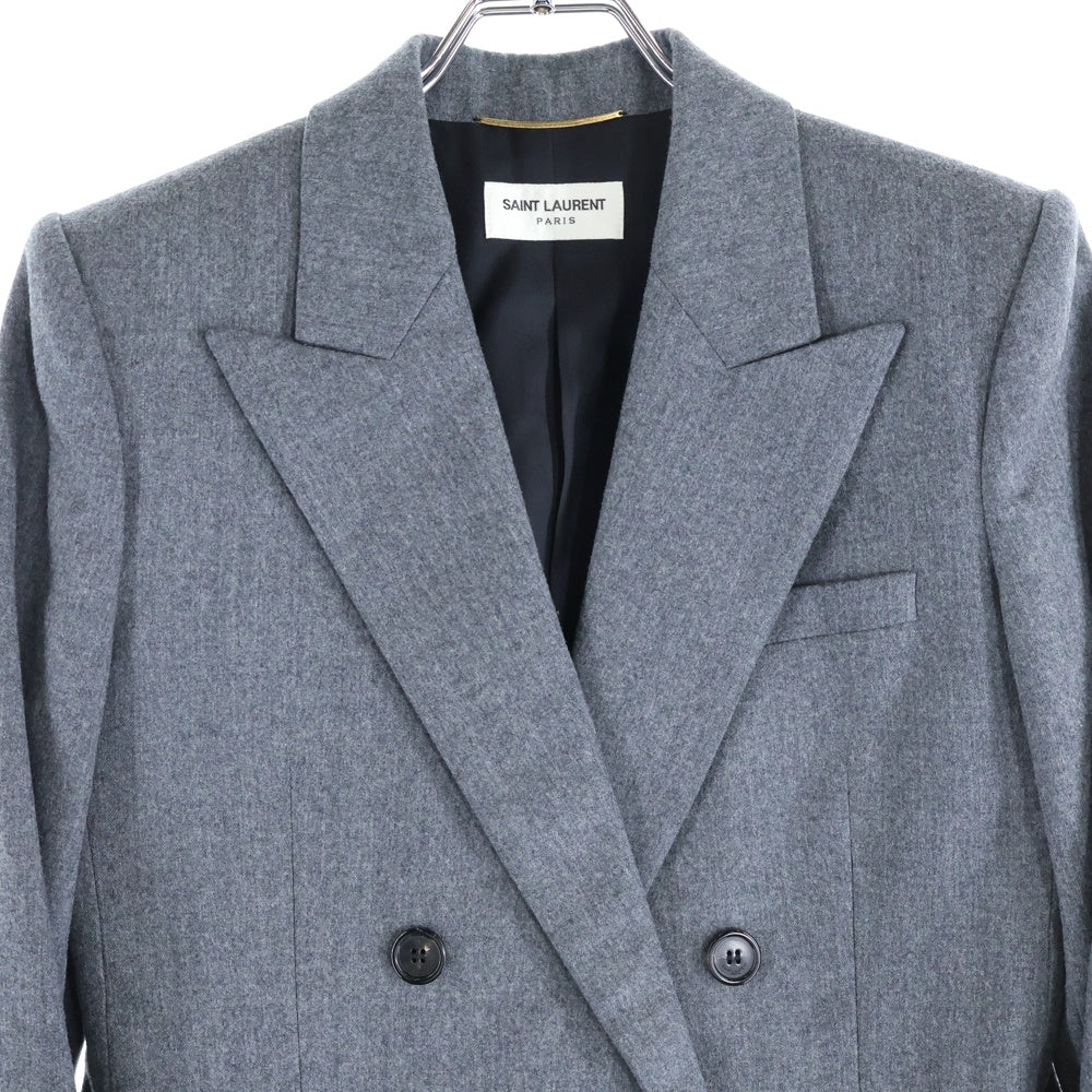 SAINT LAURENT PARIS(サンローランパリ) ダブルブレスト ピークドラペル ウール テーラードジャケット グレー レディース 687628 Y3D46