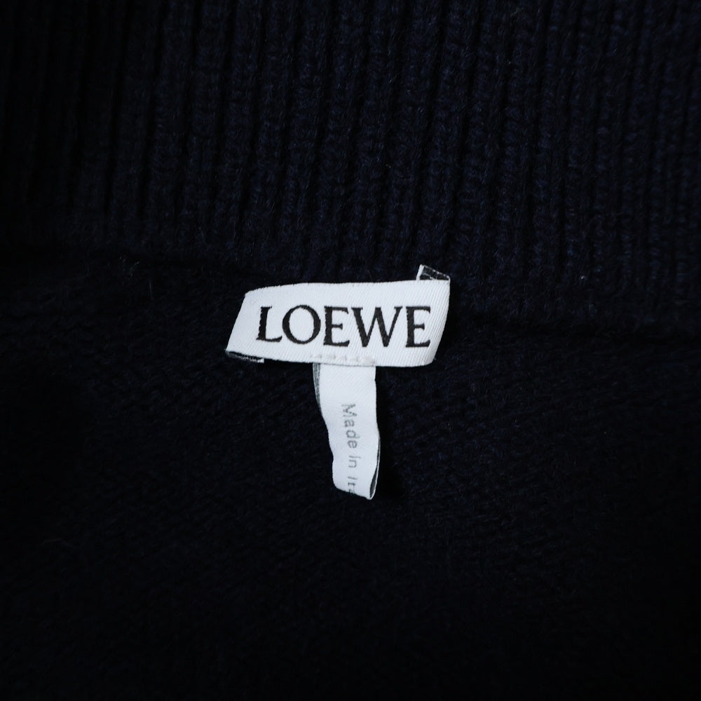 LOEWE(ロエベ) HALF ZIP CASHMERE SWEATER アナグラムロゴ ハーフジップ カシミヤ ニット セーター ネイビー レディース S359Y14K85