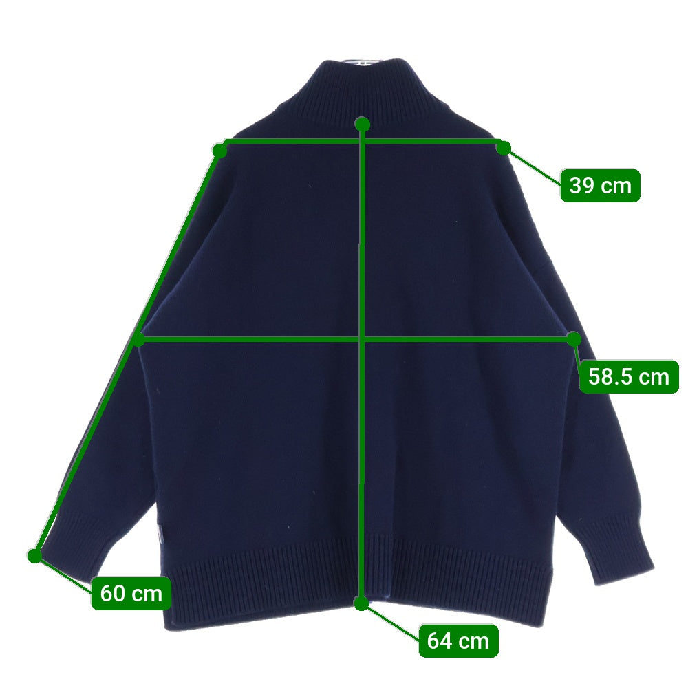 LOEWE(ロエベ) HALF ZIP CASHMERE SWEATER アナグラムロゴ ハーフジップ カシミヤ ニット セーター ネイビー レディース S359Y14K85