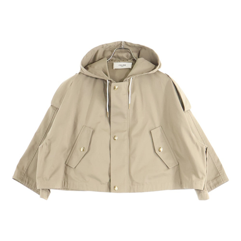 CELINE(セリーヌ) トリオンフ テクニカルコットン クロップド ジップアップ パーカー ジャケット ベージュ レディース 2W615004N