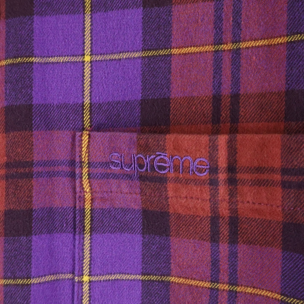 SUPREME(シュプリーム) 24AW Plaid Flannel Shirt プレイド フランネル チェック ボタンダウン 長袖シャツ パープル