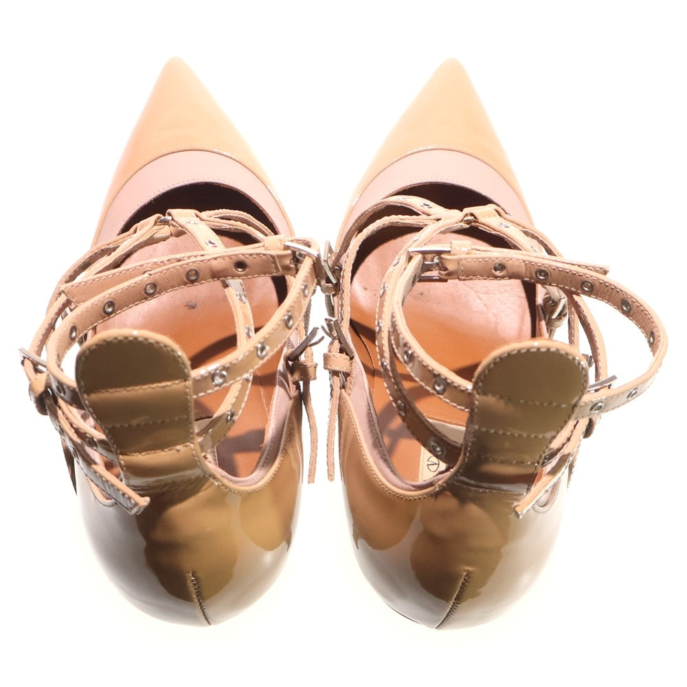 VALENTINO(ヴァレンティノ) パテントレザー アンクルストラップ ヒール パンプス ベージュ レディース KW0S0997