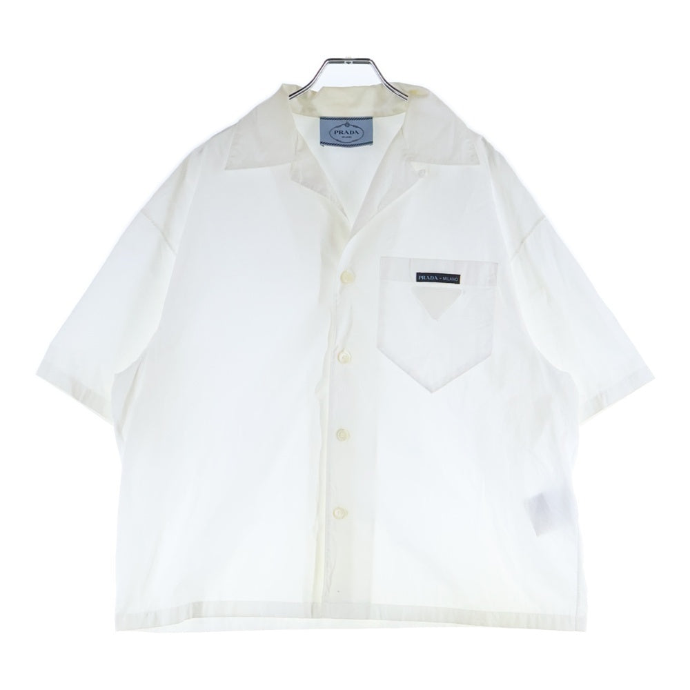 PRADA(プラダ) 23SS トライアングルロゴ コットン ボーリング 半袖シャツ ホワイト DNA908 S182