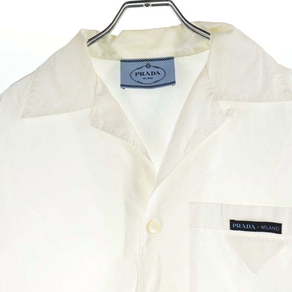 PRADA(プラダ) 23SS トライアングルロゴ コットン ボーリング 半袖シャツ ホワイト DNA908 S182