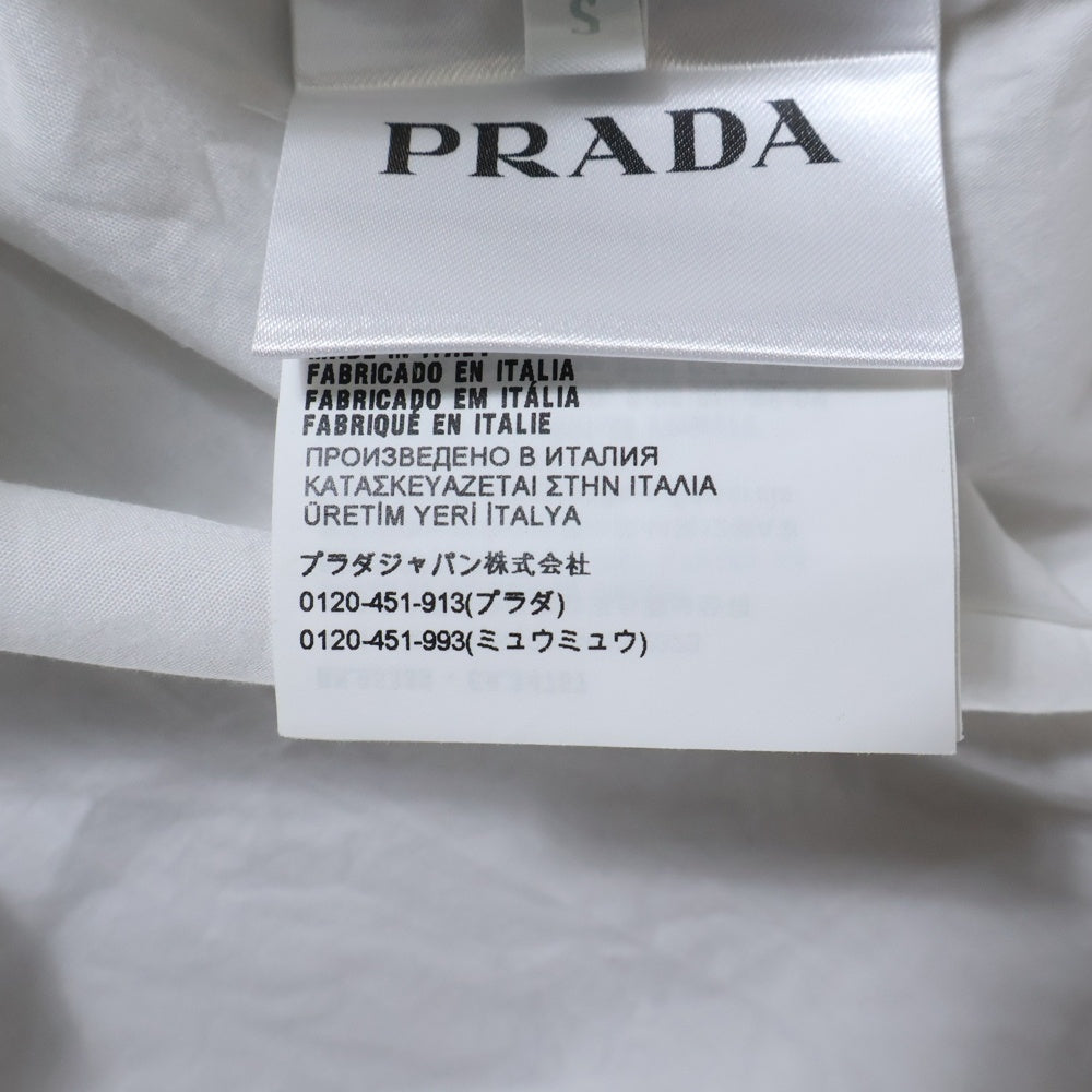 PRADA(プラダ) 23SS トライアングルロゴ コットン ボーリング 半袖シャツ ホワイト DNA908 S182