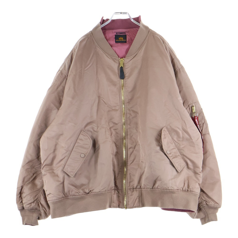 VETEMENTS(ヴェトモン) 18SS ×ALPHAINDUSTRIES アルファインダストリーズ MA-1 再構築リバーシブル ボンバージャケット ブルゾン ピンク WAH18JA18