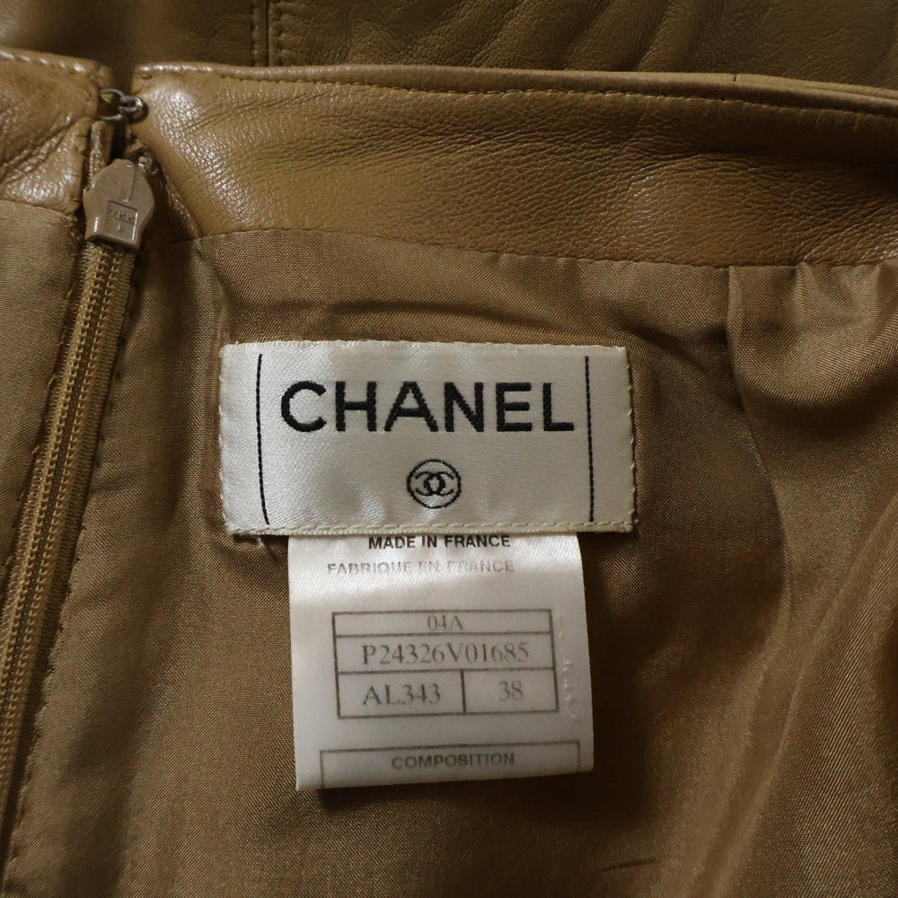 CHANEL(シャネル) ロゴプレート ラムレザー スカート ブラウン レディース P24326V01685
