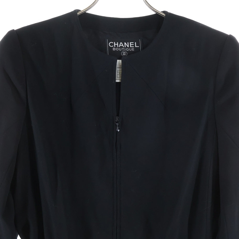 CHANEL BOUTIQUE(シャネルブティック) ココマーク チェーンベルト付き ノーカラージャケット ブラック P11160V06456 レディース