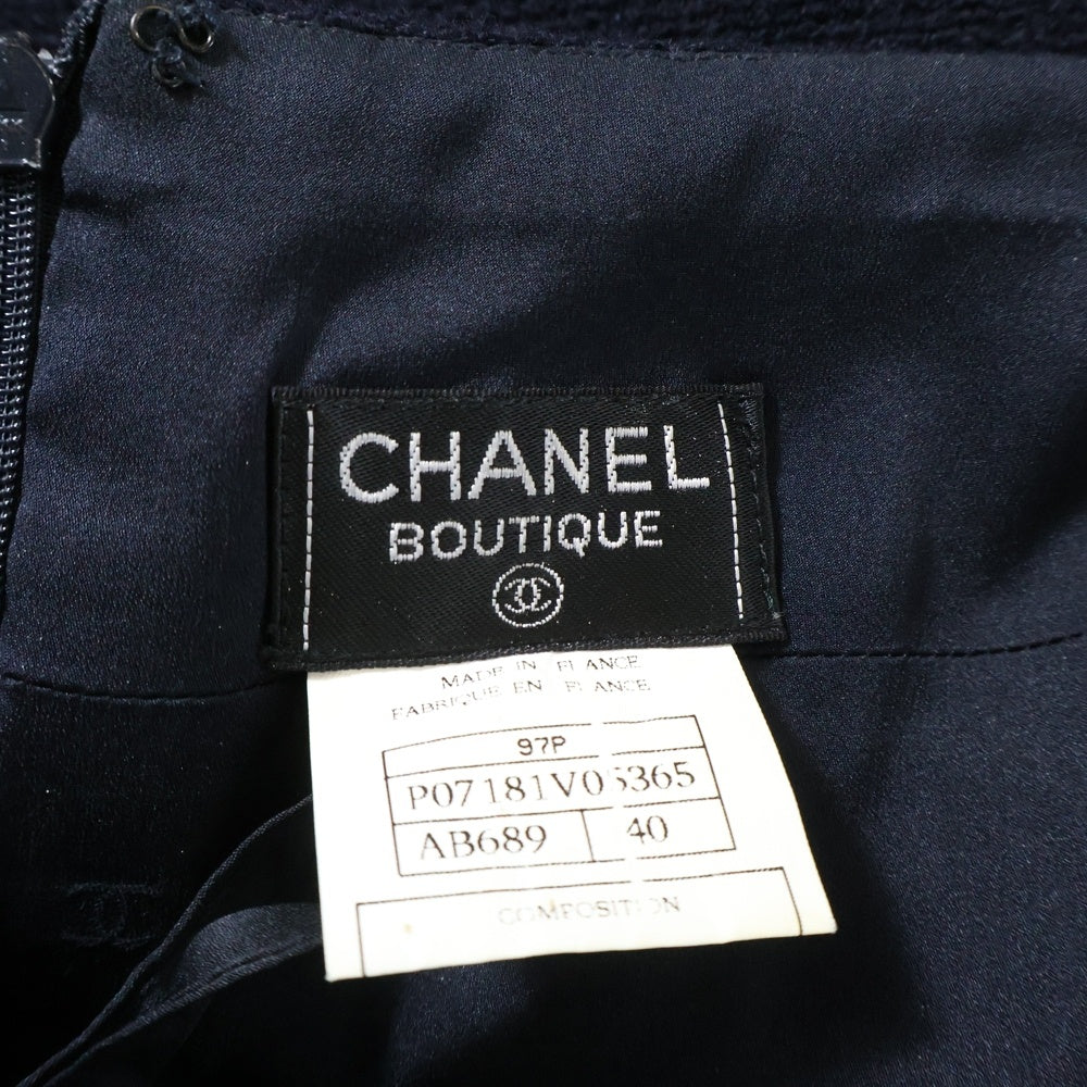 CHANEL BOUTIQUE(シャネルブティック) バックジップ ツイード パイピングスカート ネイビー P07181V05365 レディース