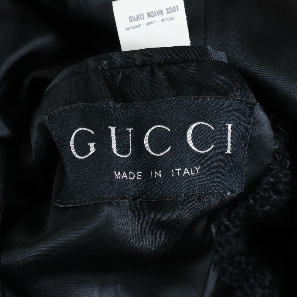 GUCCI(グッチ) 襟ヴェロア モヘア ロングコート ブラック レディース