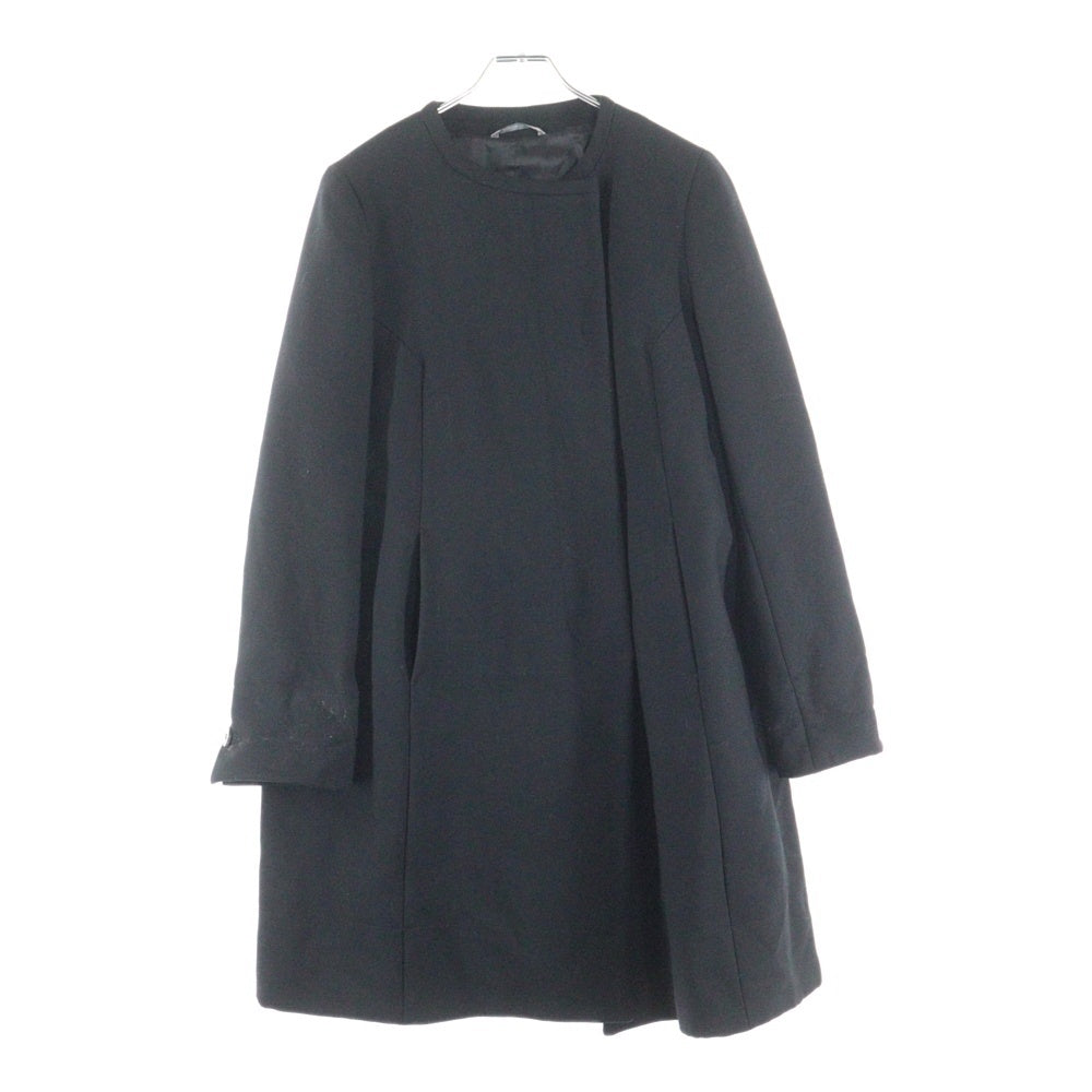 SPORTMAX(スポーツマックス) ボタンダウン ノーカラー ウールコート ブラック レディース