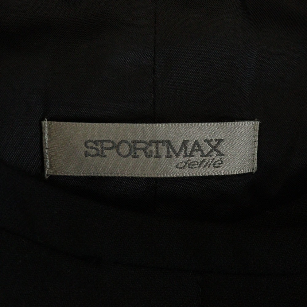 SPORTMAX(スポーツマックス) ボタンダウン ノーカラー ウールコート ブラック レディース
