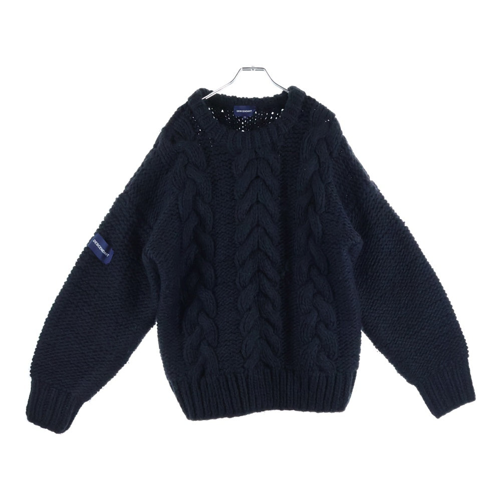 DESCENDANT(ディセンダント) 23AW MAIN NOT CABLE KNIT アクリルウール ケーブルニット セーター ブラック 232MADS-KNM05