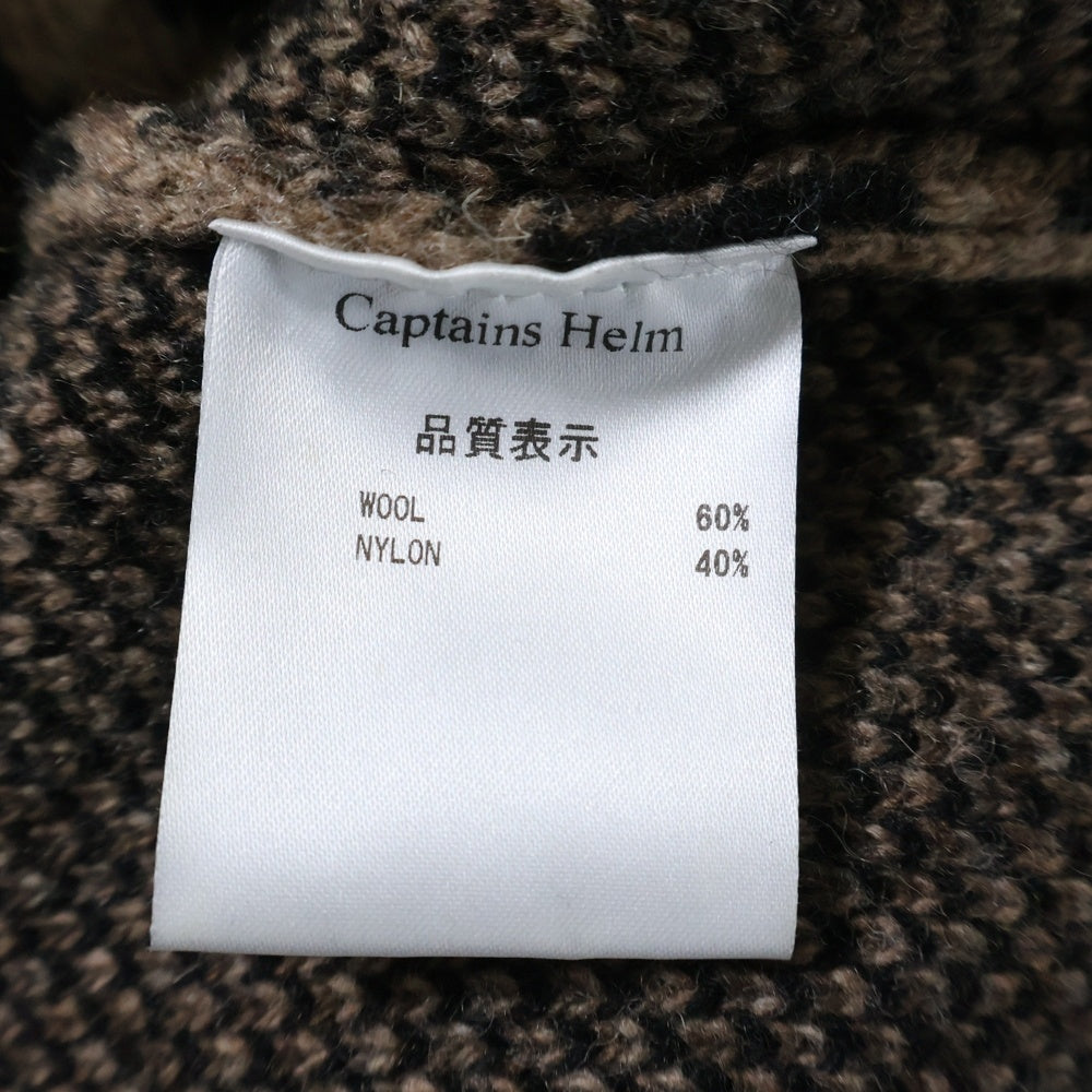 CAPTAINS HELM(キャプテンズ ヘルム) レオパード ショールカラー ウール ニット カーディガン ブラウン