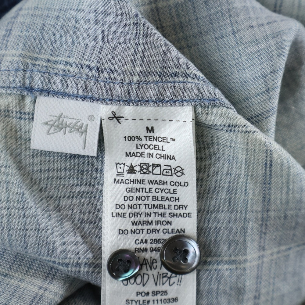 STUSSY(ステューシー) MATTHEW PRINTED SHIRT マシュープリント チェック 長袖シャツ ブルー 1110336