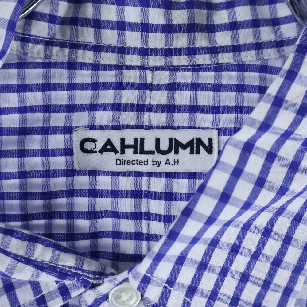 CAHLUMN(カウラム) ギンガムチェック コットン 長袖シャツ ホワイト/ブルー 231-1036
