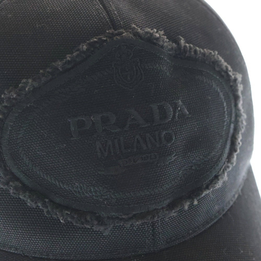 PRADA(プラダ) ロゴ キャンバス ベースボールキャップ 帽子 ブラック