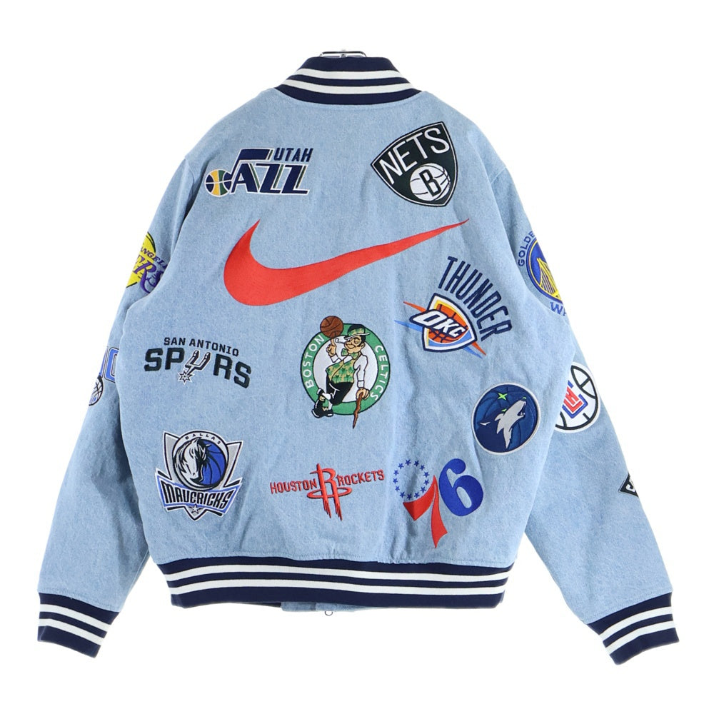SUPREME(シュプリーム) 18SS ×NIKE ×NBA Teams Warm Up Jacket ナイキ エヌビーエー チーム ウォームアップ デニム ジャケット スタジャン ブルゾン インディゴ AO3632-440