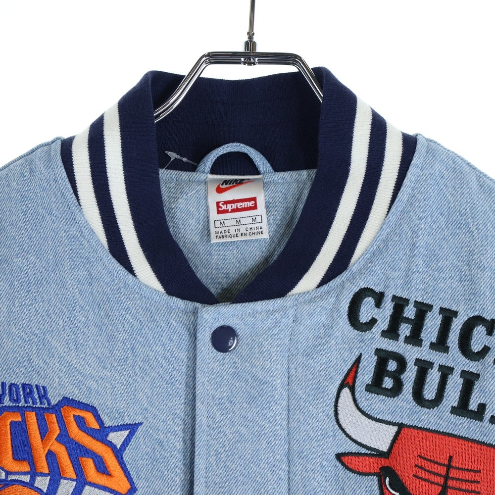 SUPREME(シュプリーム) 18SS ×NIKE ×NBA Teams Warm Up Jacket ナイキ エヌビーエー チーム ウォームアップ デニム ジャケット スタジャン ブルゾン インディゴ AO3632-440