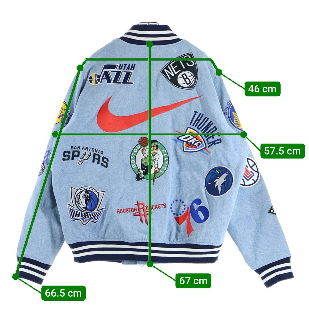 SUPREME(シュプリーム) 18SS ×NIKE ×NBA Teams Warm Up Jacket ナイキ エヌビーエー チーム ウォームアップ デニム ジャケット スタジャン ブルゾン インディゴ AO3632-440