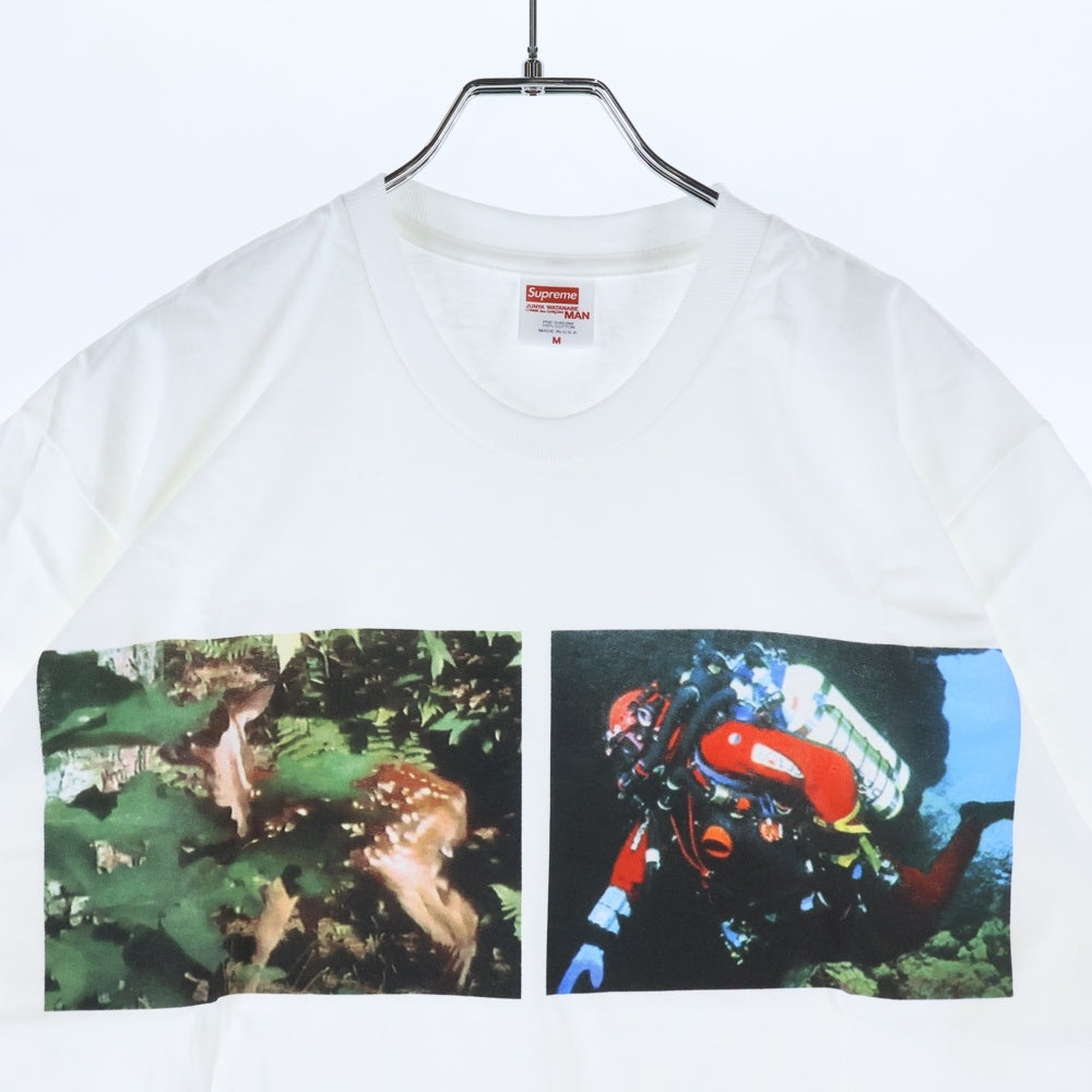 SUPREME(シュプリーム) 21AW ×JUNYA WATANABE COMME des GARCONS MAN Nature Tee ジュンヤワタナベ コムデギャルソンマン ネイチャー プリント クルーネック 半袖Tシャツ ホワイト