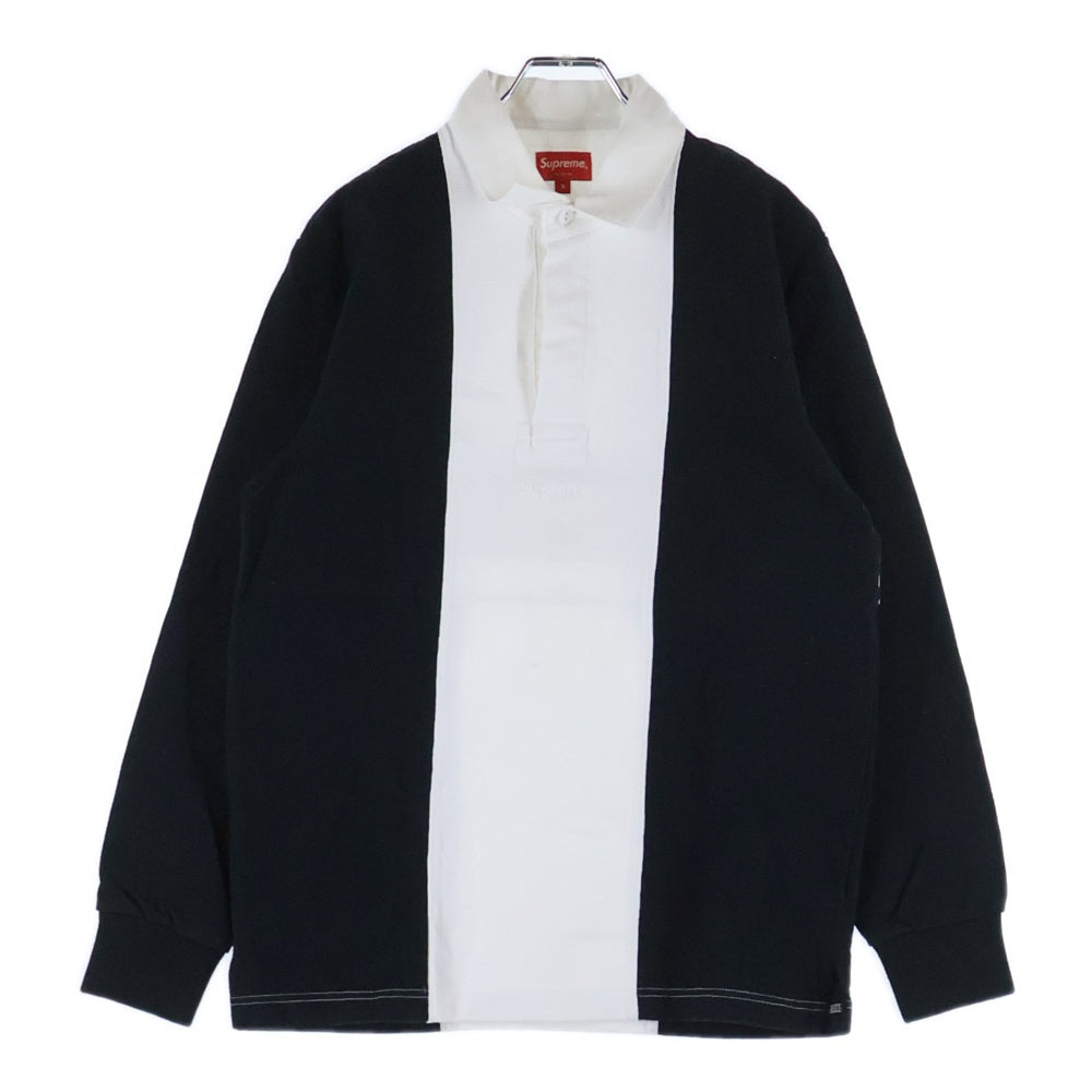 SUPREME(シュプリーム) 16AW L/S Split Rugby スプリット ラグビー ラガー 長袖ポロシャツ ブラック/ホワイト