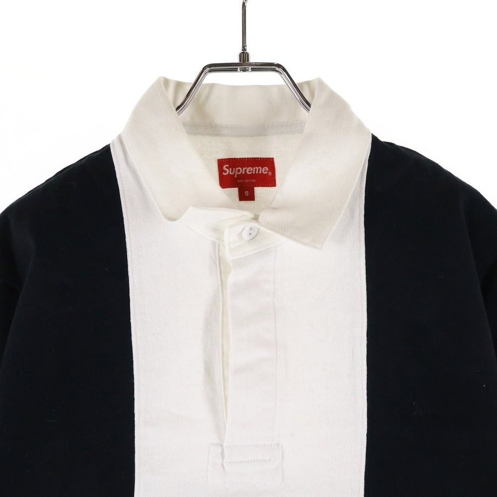 SUPREME(シュプリーム) 16AW L/S Split Rugby スプリット ラグビー ラガー 長袖ポロシャツ ブラック/ホワイト