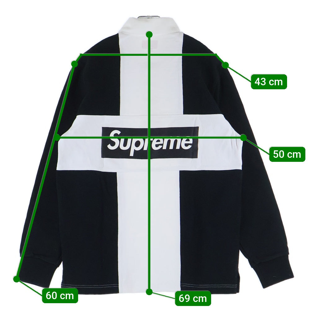 SUPREME(シュプリーム) 16AW L/S Split Rugby スプリット ラグビー ラガー 長袖ポロシャツ ブラック/ホワイト