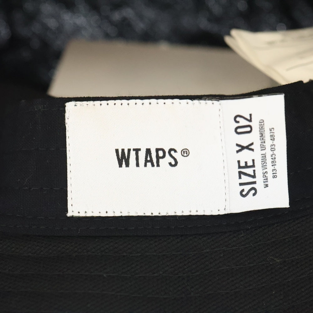 WTAPS(ダブルタップス) 22SS BUCKET 02/HAT/COTTON.OXFORD.TEXTILE クロスボーン刺繍 総柄 コットン オックスフォード バケットハット 帽子 ブラック 221HCDT-HT16