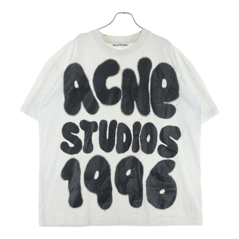Acne Studios(アクネ ストゥディオズ) 1996 スプレーアニメーション ロゴプリント クルーネック 半袖Tシャツ カットソー ホワイト/ブラック FN-UX-TSHI000116