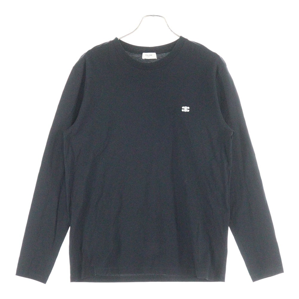 CELINE(セリーヌ) トリオンフ刺繍 クルーネック ロングスリーブ 長袖 Tシャツ カットソーブラック RX017507Z.38AW