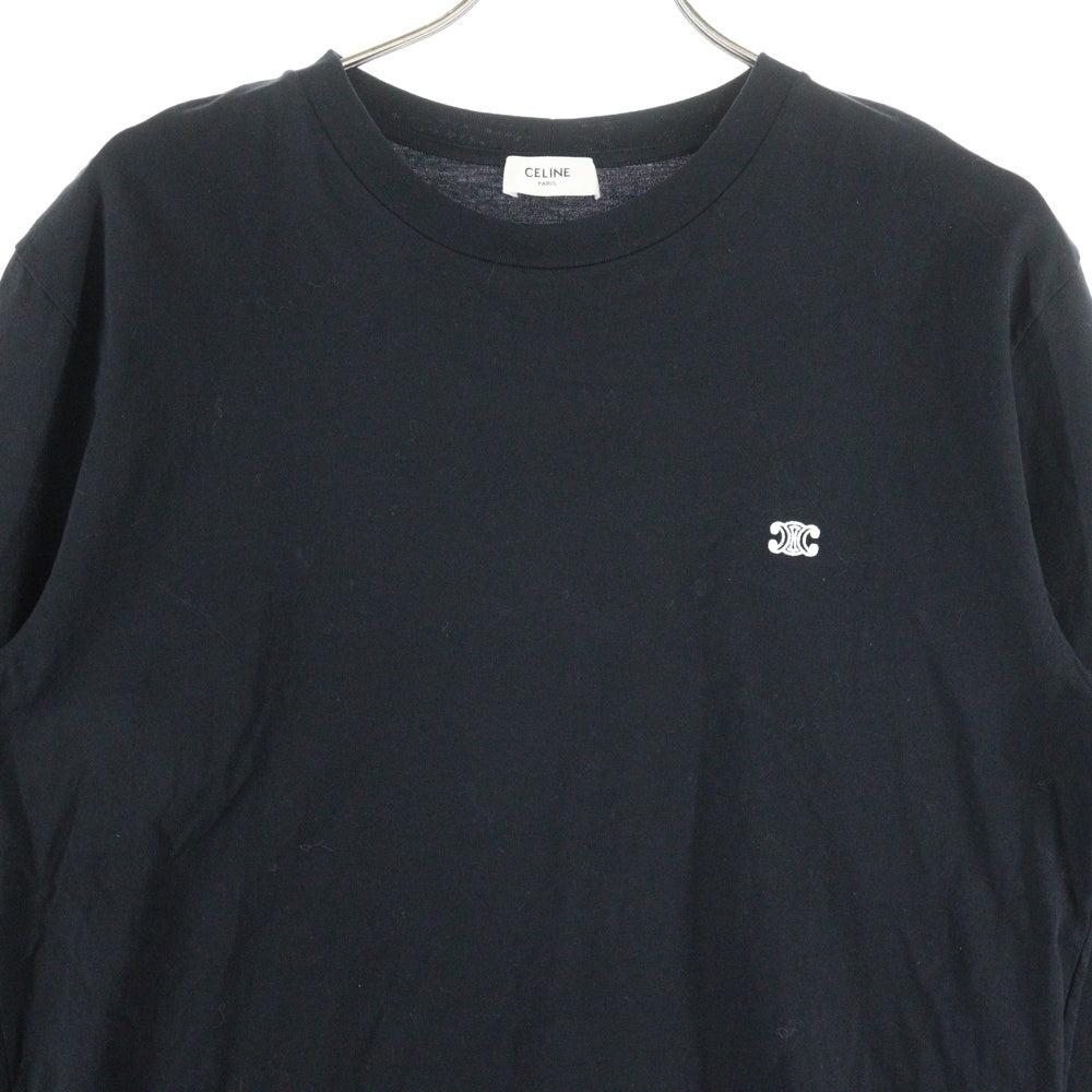 CELINE(セリーヌ) トリオンフ刺繍 クルーネック ロングスリーブ 長袖 Tシャツ カットソーブラック RX017507Z.38AW