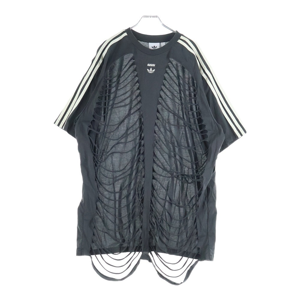adidas(アディダス) 25SS ×AVAVAV CUT OUT TEE アヴァヴァヴ カットアウト クルーネック半袖Tシャツ カットソー グレー JP4858
