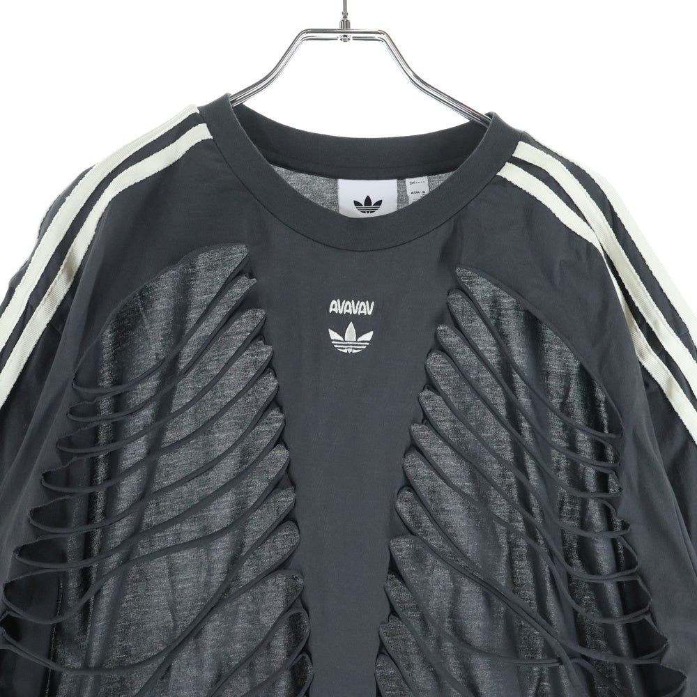 adidas(アディダス) 25SS ×AVAVAV CUT OUT TEE アヴァヴァヴ カットアウト クルーネック半袖Tシャツ カットソー グレー JP4858