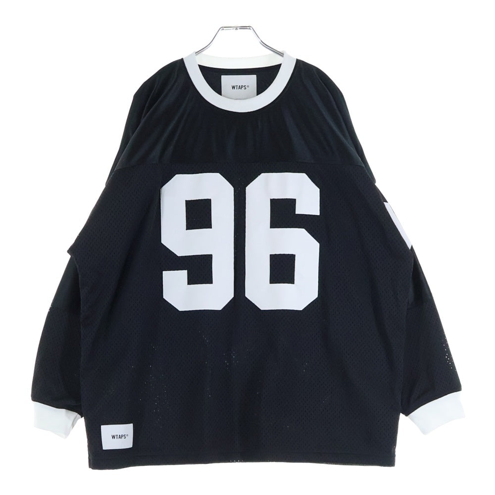 WTAPS(ダブルタップス) 24AW NETMINDER/LS/POLY ネットマインダー メッシュジャージ ホッケーシャツ クルーネック長袖Tシャツ カットソー ブラック 242ATDT-CSM12