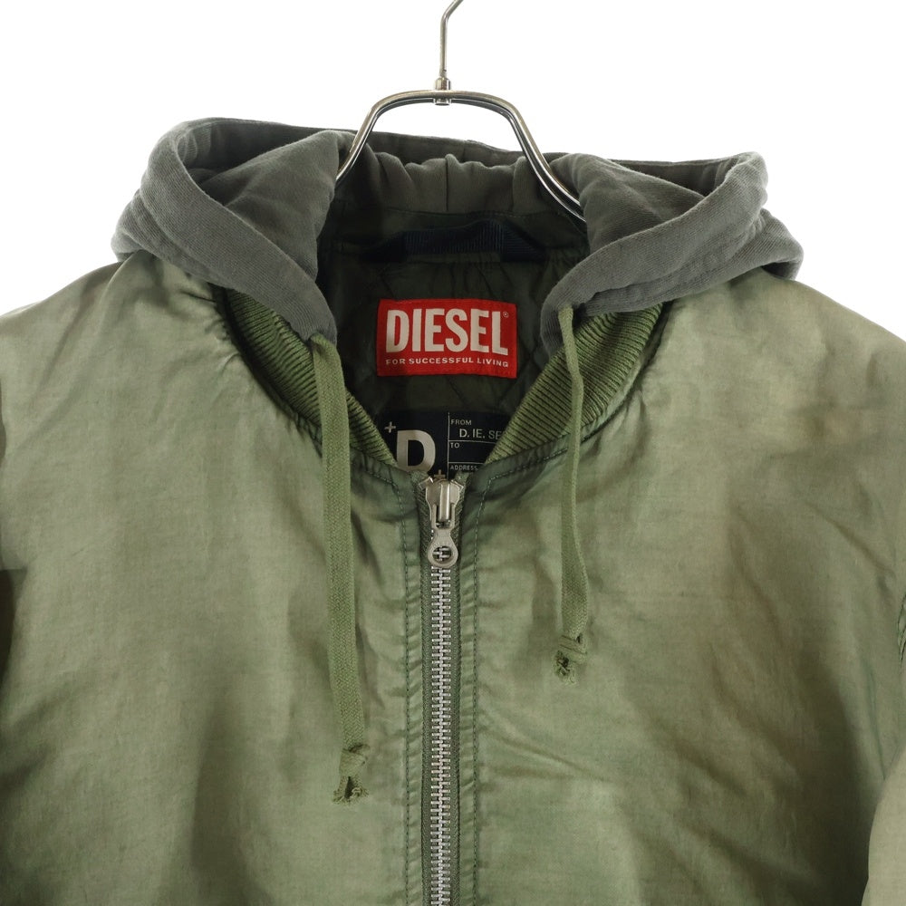 DIESEL(ディーゼル) J-COMMON セパレートフード 染加工 フライトジャケット カーキ A10500