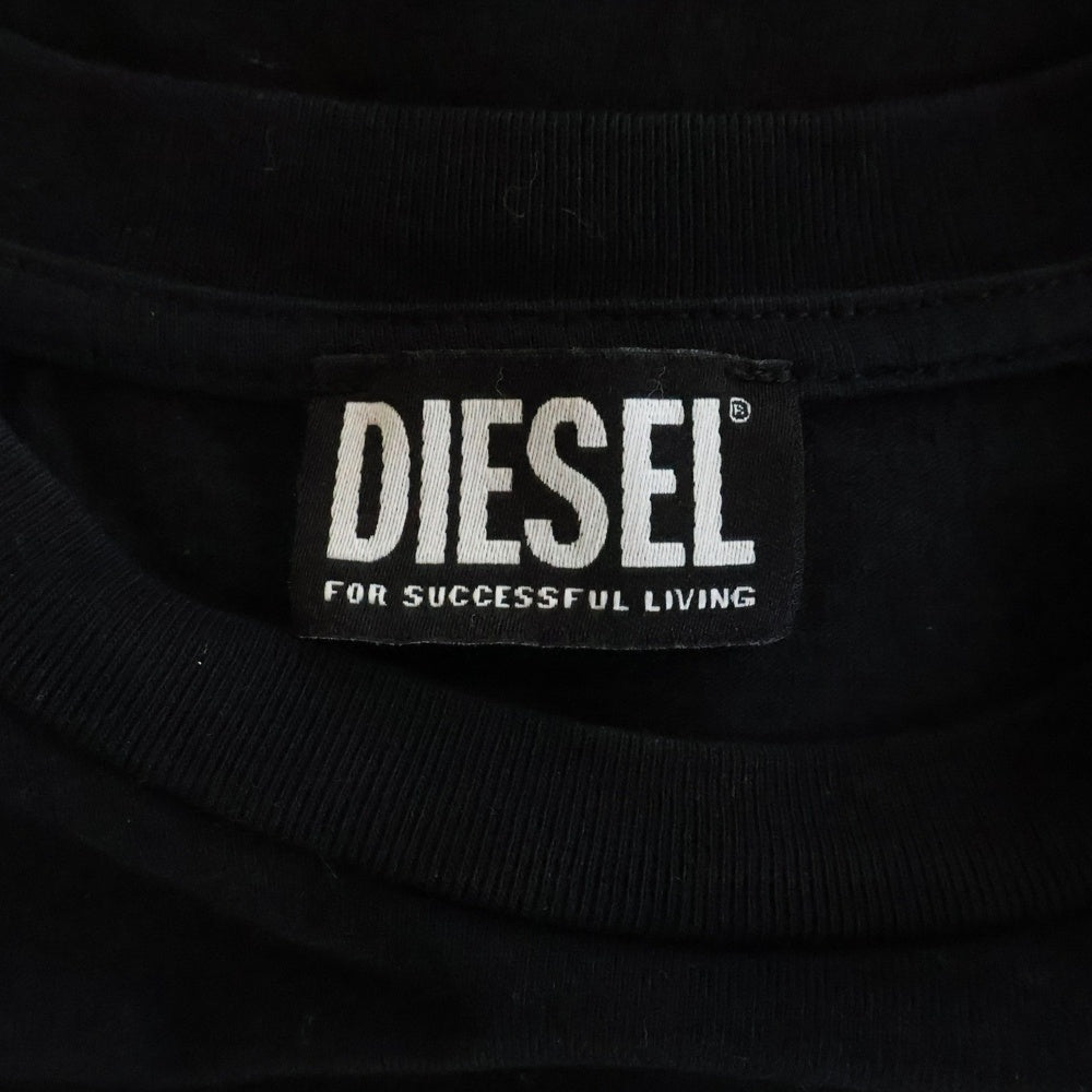 DIESEL(ディーゼル) T-DIEGOR-K59 発泡 ロゴプリント クルーネック半袖Tシャツカットソー ブラック/オレンジ A08689