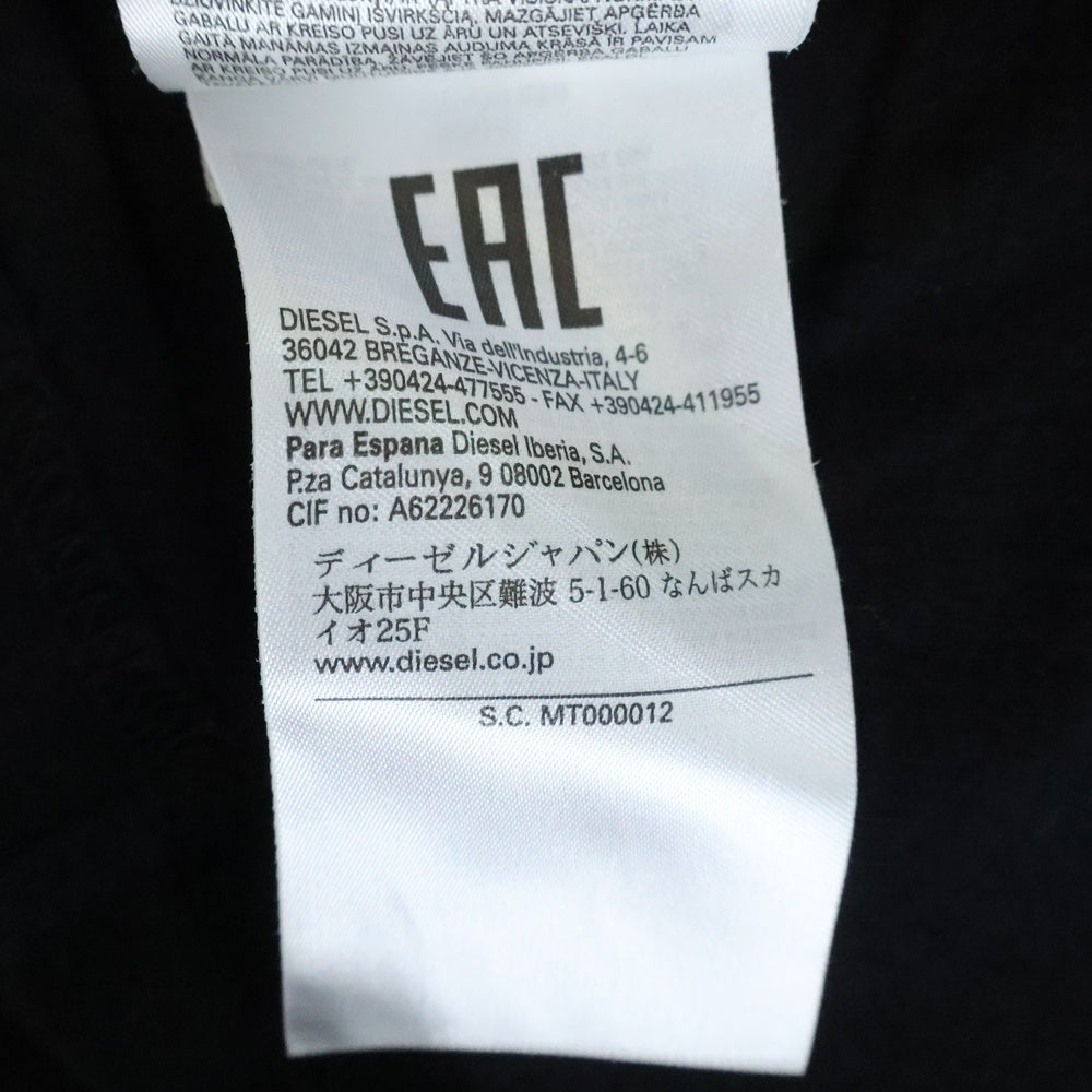 DIESEL(ディーゼル) T-DIEGOR-K59 発泡 ロゴプリント クルーネック半袖Tシャツカットソー ブラック/オレンジ A08689