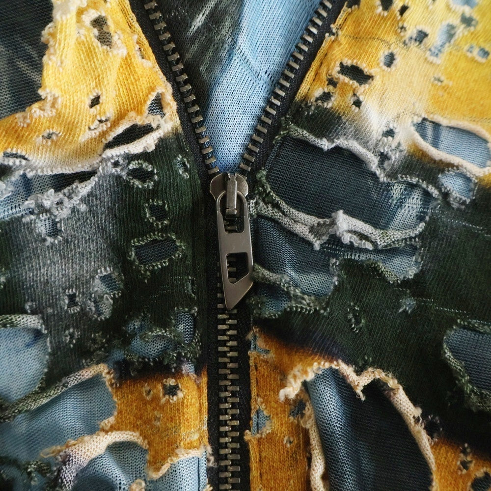 DIESEL(ディーゼル) S-CORN-PEEL ダメージ加工 ジップアップ 長袖シャツ マルチ A13620