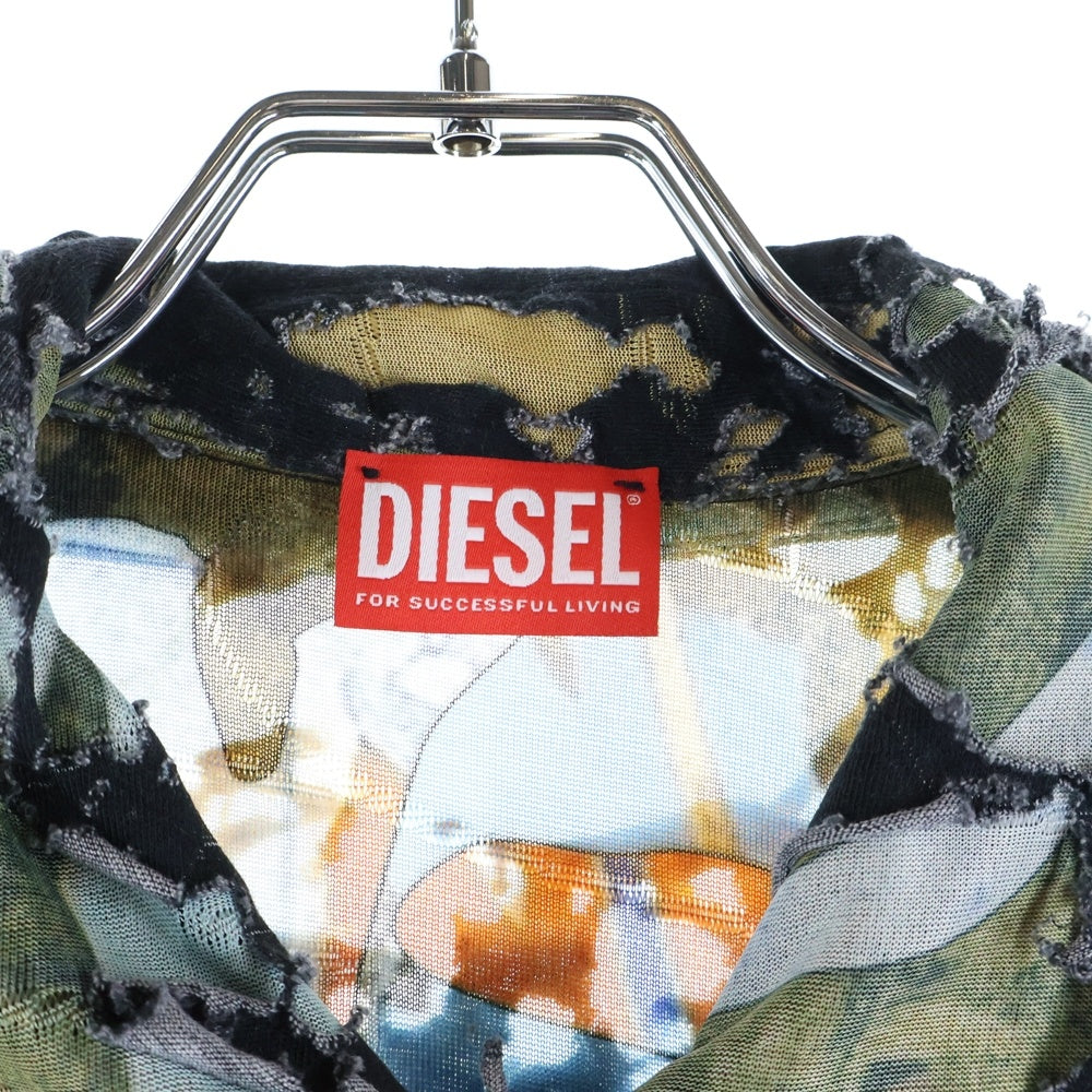 DIESEL(ディーゼル) S-CORN-PEEL ダメージ加工 ジップアップ 長袖シャツ マルチ A13620