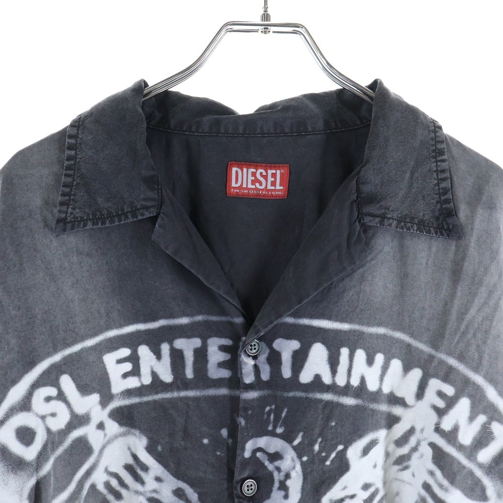 DIESEL(ディーゼル) 24SS S-EEKLO フェード加工 オープンカラー レイヤード 長袖シャツ ブラック A15072
